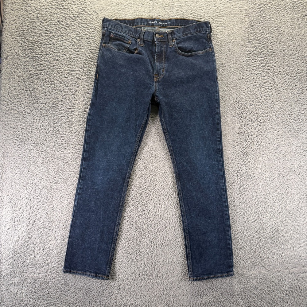 Vintage Old Navy Jeans Men's 34x28 Blue Cotton Denim Straight Slim-Fit Stretch